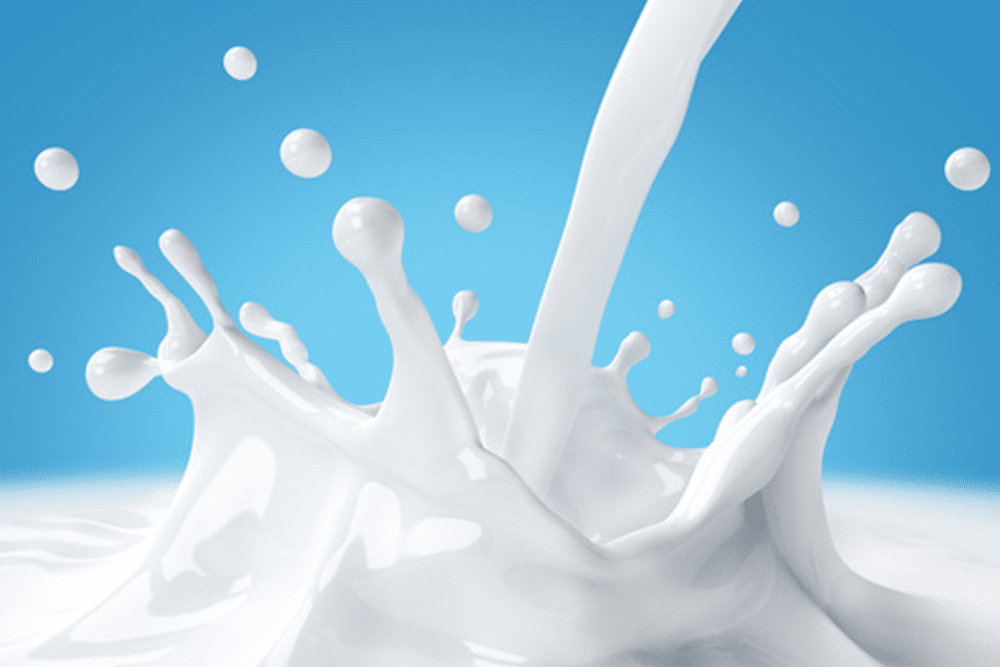 milk on a blue background